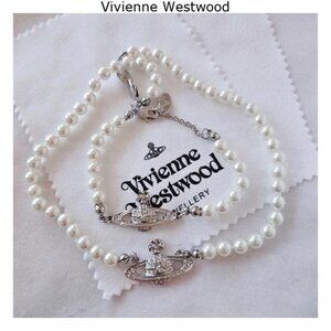 Vivienne Westwood heart pearl gold stud earrings